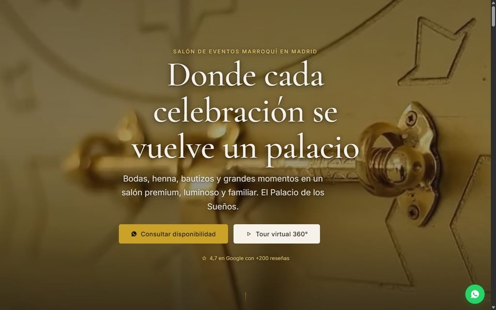 Startseite der Website von Kasar Ahlam, Festsaal in Parla (Screenshot, 25.09.2026)