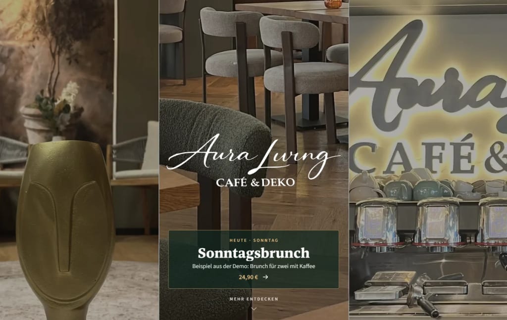 Startseite der Website von Aura Living in Wuppertal-Barmen (Screenshot aus der Demo, 18.10.2026)