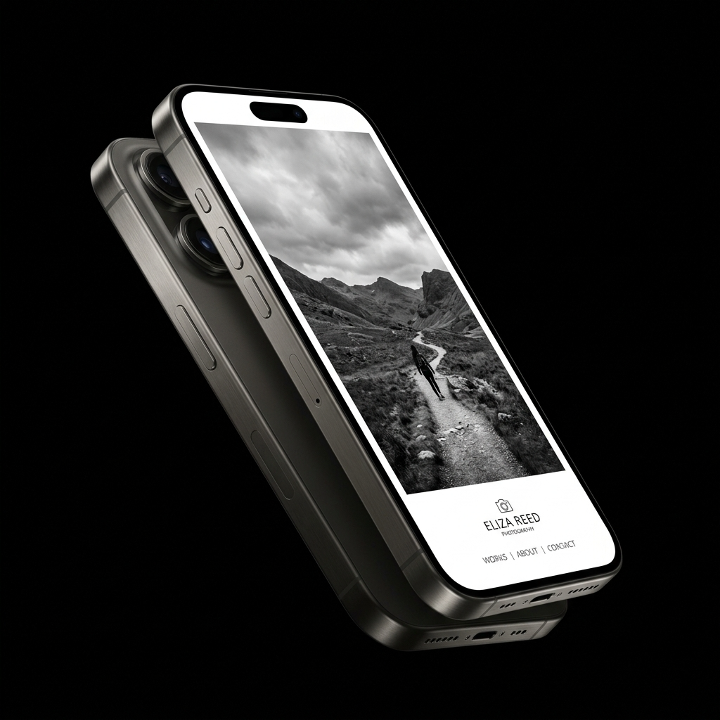 Portfolio Eliza Reed fotografía en dos iPhone Pro