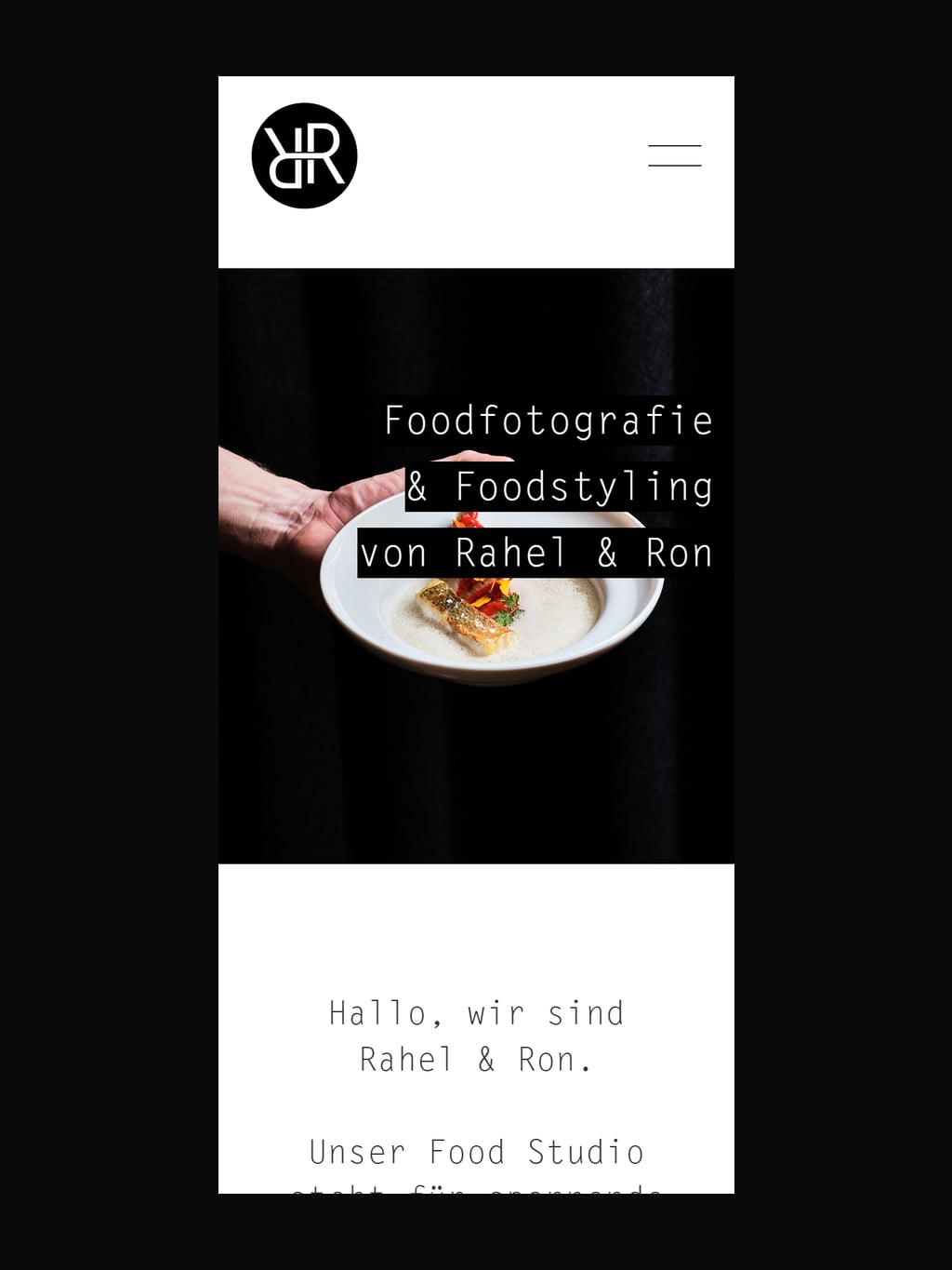 Captura de la web de Rahel und Ron mostrando fotografía gastronómica profesional y foodstyling